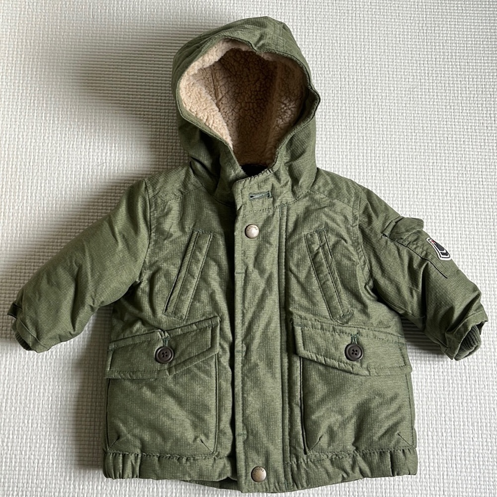 BabyGap unisex warm winter coat - army green (0-6mo)